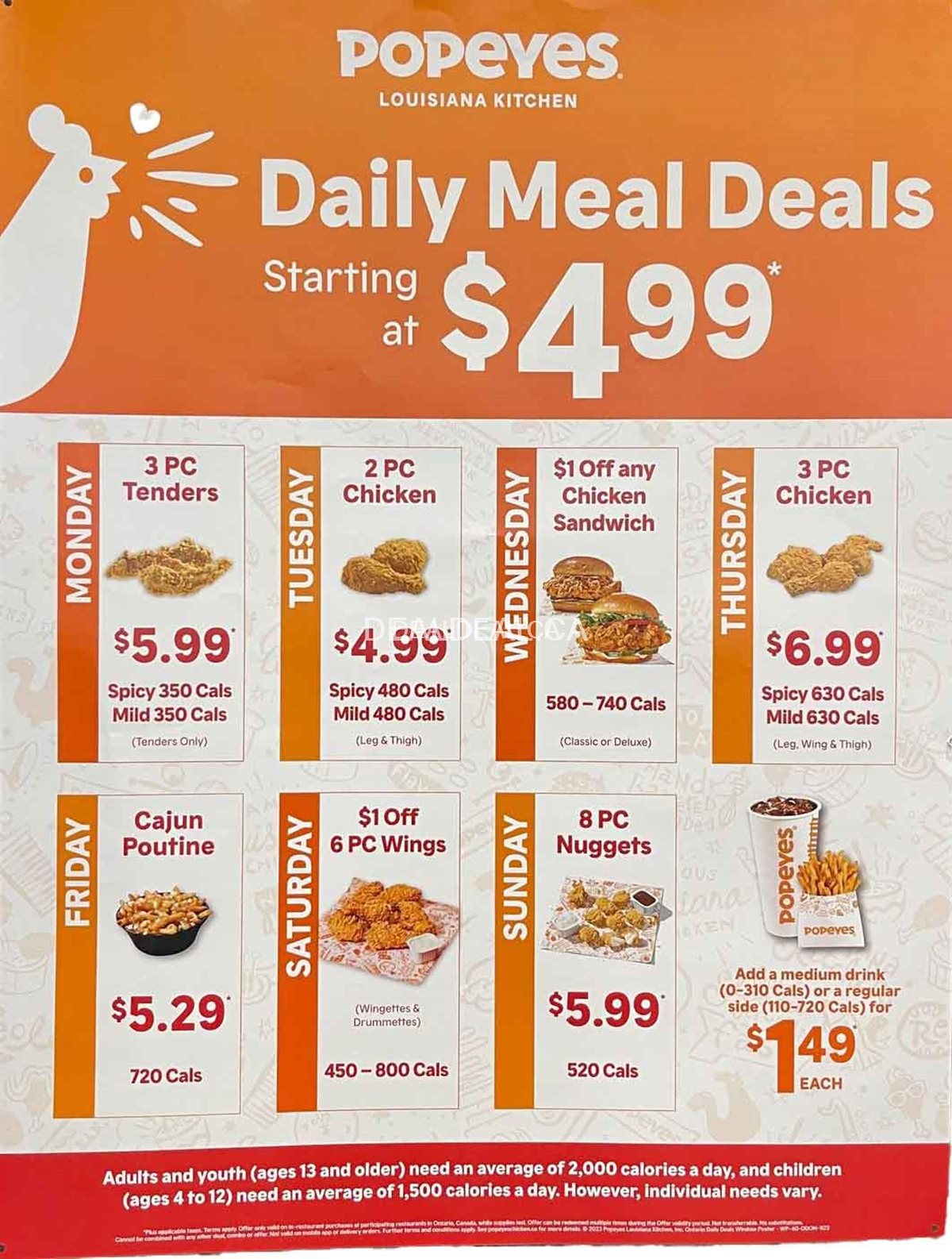 Popeyes Canada Daily Meal Deals & Specials 2024