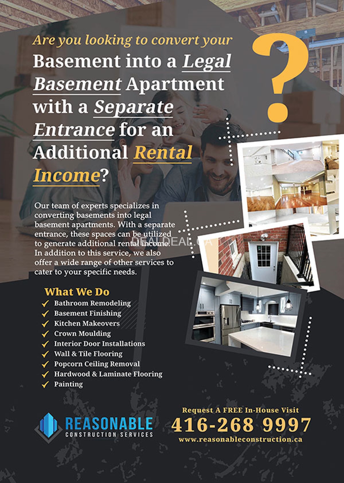 Are you looking for a legal basement with a separate entrance and the