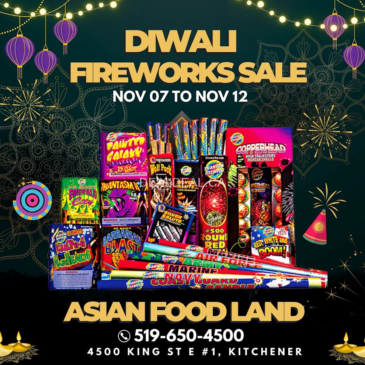 Diwali Fireworks Sale at Asian Food Land Kitchener