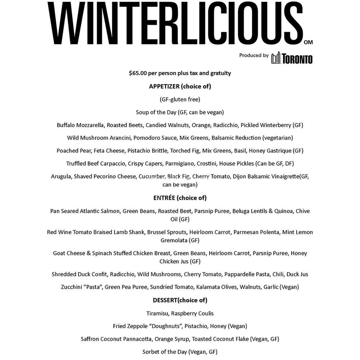 Winterlicious 2024 Menu at Blu Ristorante