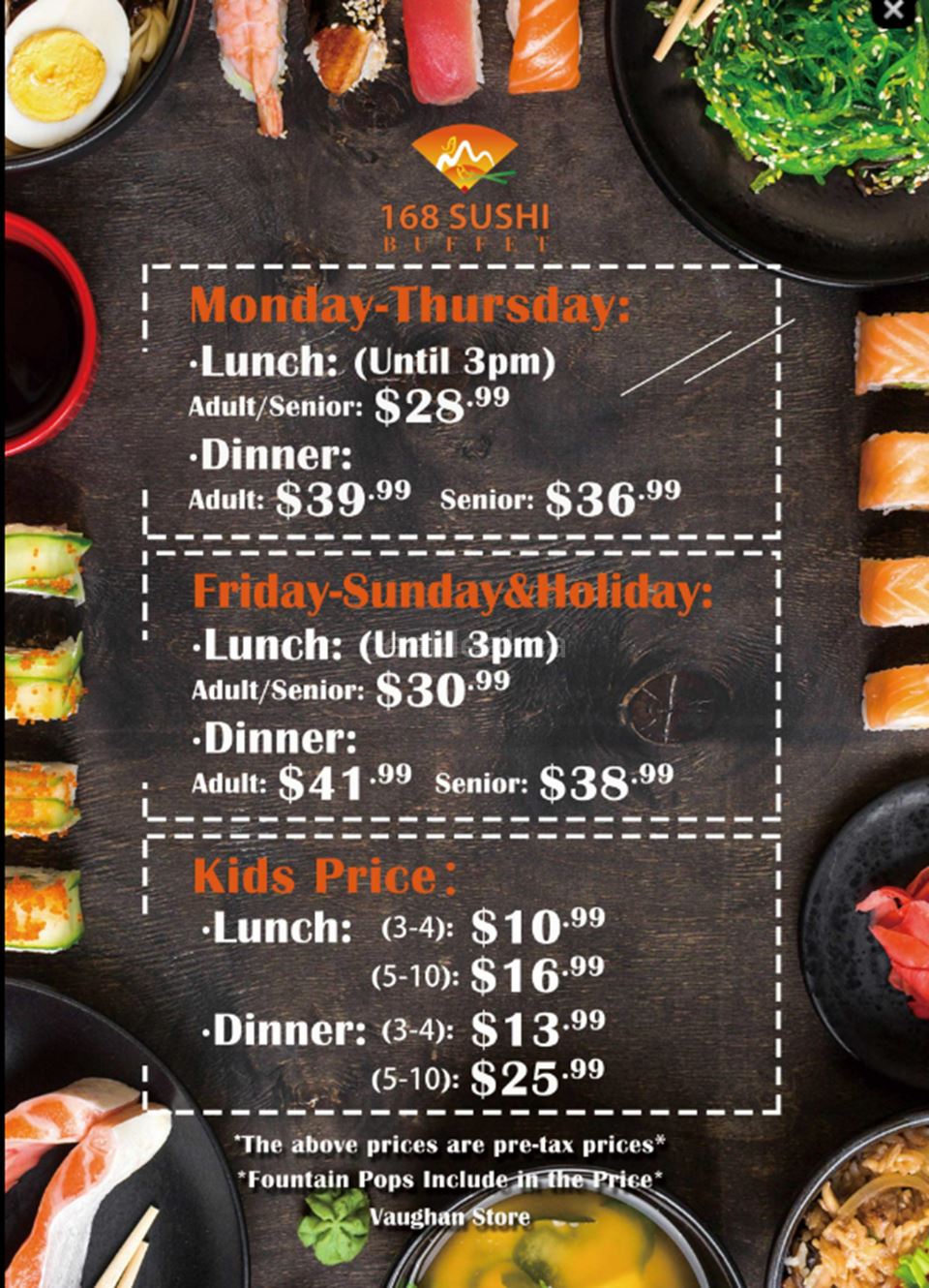All You Can Eat Buffet at 168 Sushi Buffet