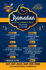 Experience the special Ramadan takeout and catering menu available at Sultan BBQ & Grill