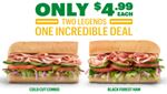 Get a 6 inch Cold cut Combo or Black Forest Ham Sub for Only $4.99 at Subway Canada