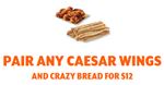 Pair any Caesar wings and crazy bread for $12 at Little Caesars 