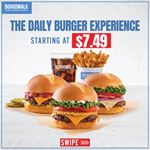 Daily Burger Deals starting at just $7.49 at Boardwalk Fries Burgers Shakes