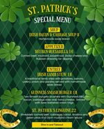 St. Patrick's Day Special menu at Portly Piper Pub Oshawa