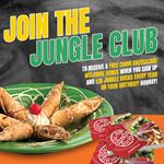 Join the Jungle club to receive a free chimi cheesecake welcome bonus when you sign sign up and $15 jungle bucks every year on your birthday 