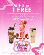 Grand opening offer: Buy 2 get 1 Free at Dream Bubble Tea 