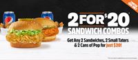  2 For $20 Sandwich Combos