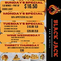 Daily Specials at Black Jack Bar and Grill