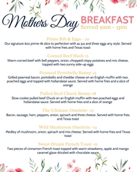 Mother's Day Breakfast and Dinner menu at Portly Piper Pub Oshawa