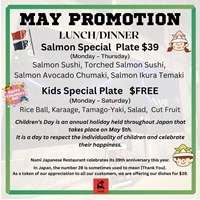 May promotion at Nami Japanese Restaurant