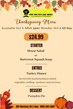 Thanksgiving Menu at Southlake Grill!