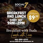Enjoy breakfast and lunch every day at Social7Bar.