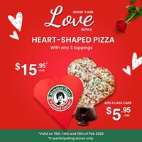 Celebrate Valentine's Day with our special heart-shaped pizza
