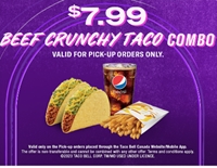 $7.99 Beef Crunchy Taco Combo at Taco Bell