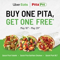 Buy one Pita get one free when you order through Uber Eats at Pita Pit
