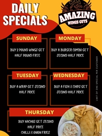 Check out the Amazing Wings Guys at Blackstock's Daily Specials