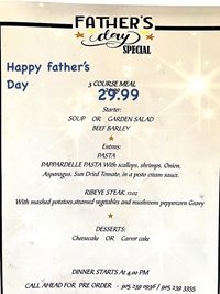 Father's Day Special 3 course meal for $29.99 at Westney's Restaurant