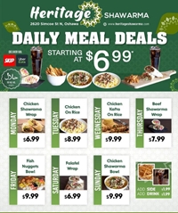 Heritage Shawarma is offering daily meal deals starting at $6.99
