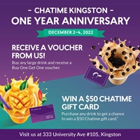  Buy any large drink and receive a Buy One Get One FREE voucher at Chatime Kingston