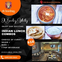 Enjoy delicious lunch combos only at Oh Bombay Whitby