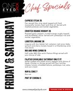 Cheff Specials - Weekend Deals at One Eyed Jack - Oshawa