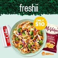 Order your favourite bowl, drink and chips for only $10 through SkipTheDishes at Freshii