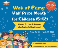 Half Price Month for Children at Wok of Fame