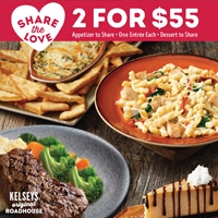 Get an appetizer to share, 2 entrées, and dessert to share starting at $55