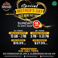 Treat Mom this Sunday with our delicious Brunch and Dinner Buffets at Tandoori Feast
