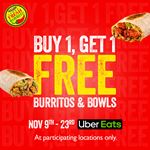 Exclusive offer on Uber Eats: Buy 1, Get 1 free at Fresh Burrito.
