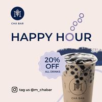 Enjoy a 20% off on all drinks when you visit one of our M Chá Bar locations.