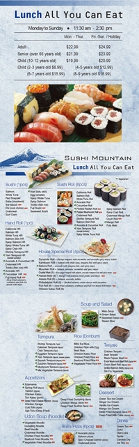 Lunch All You can eat at Sushi Mountain 