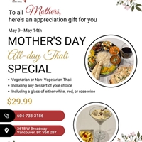 Mother's Day special all-day thali at Handi Grill