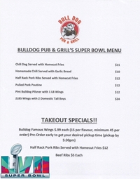 Check out our Super Bowl specials!!
