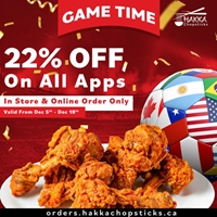 Get 22% OFF On All Appetizers at Our Store & Hakka Online