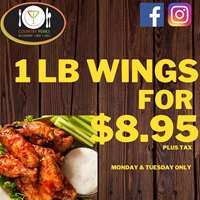 1 Lb Of Wings For Only $8.95 at Country Perks