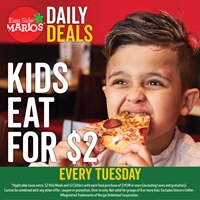 On Tuesdays, kids eat for $2 at East Side Mario's