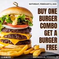 Buy one burger with a combo and get a second burger free at Pickering Location Only