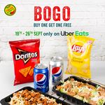 Buy 1 Get 1 free only on Uber Eats at Fresh Burrito