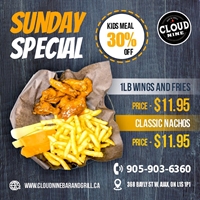 Every Sunday we have 30% off kids meal!