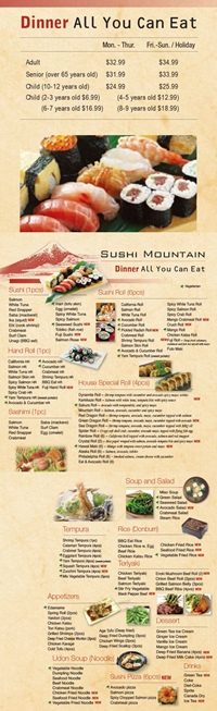 Dinner All You can eat at Sushi Mountain