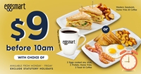 Enjoy $9 before 10am deal at Eggsmart