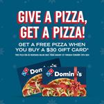 Get one free medium 2-topping pizza when you purchase a $30 gift card in-store at Domino's Pizza