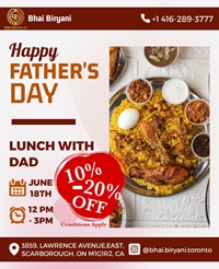 Get up to 20% Off on Father's Day at Bhai Biryani