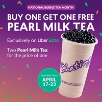 Buy a Chatime Pearl Milk Tea and get one for FREE exclusively on UberEats
