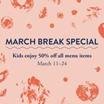 March Break Special: Kids enjoy 50% off all menu items at Beaumont Kitchen
