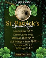 Celebrate St. Patrick's Day with Special Menu at King's Castle Bar & Grill