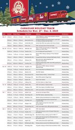 Canadian Holiday Train Schedule 2023